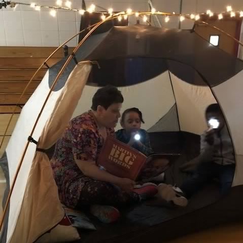 MTS Elementary students story time under the stars