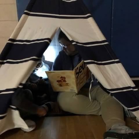 MTS Elementary students story time under the stars