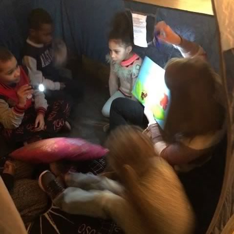 MTS Elementary students story time under the stars