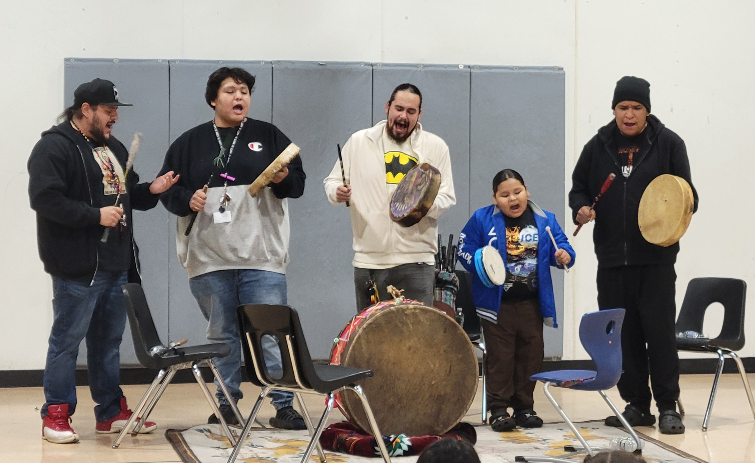 indigenous dancers and drummers at MTS Elementary school